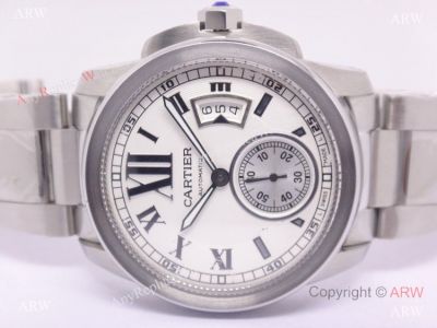 Swiss Grage Replica Cartier Calibre Diver's Men Watch White Face